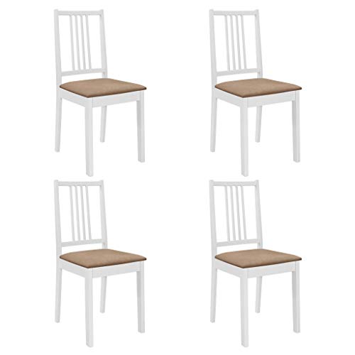 yorten Esszimmerstühle mit Polstern 4 STK. Modern Esszimmer Stuhl Holz Küchenstuhl Essstühle Massivholz Weiß und Creme 40 x 49 x 88,5 cm von yorten
