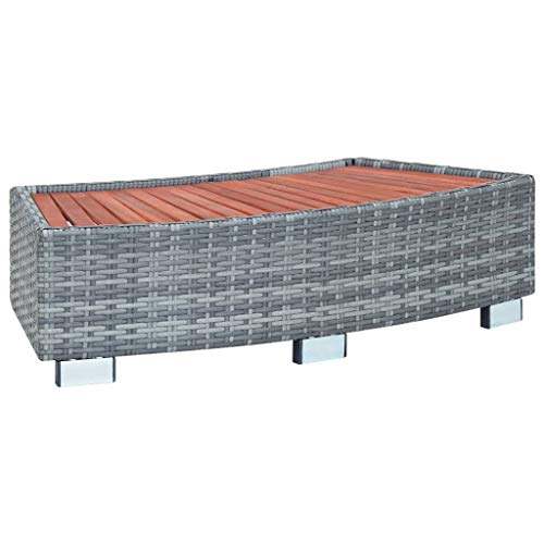 yorten Spa Einstiegsstufe Whirlpool Einstieg Treppe Trittstufe Einstiegshilfe Einstiegstreppe Grau Poly Rattan Stahlrahmen 92 x 45 x 25 cm (L x B x H) von yorten