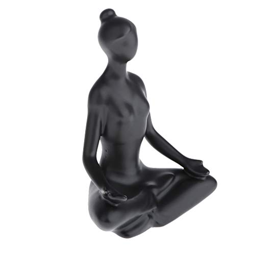 yotijar Keramik Yoga Figur Dekofigur Statue Handwerk zur Deko für Joga, Pilates, Meditation - Schwarz, A von yotijar