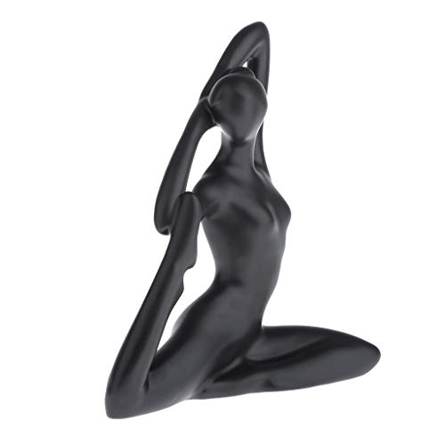 yotijar Keramik Yoga Figur Dekofigur Statue Handwerk zur Deko für Joga, Pilates, Meditation - Schwarz, F von yotijar