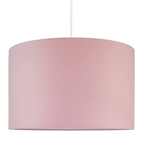 youngDECO® Pendelleuchte 2xE27 Pastellrosa, extra Lichtdiffusor, Ø38cm großer Stofflampenschirm, komplette Deckenlampe, Pendellampe für Kinderzimmer, Wohnzimmer, Schlafzimmer, Flur und Büro von youngDECO