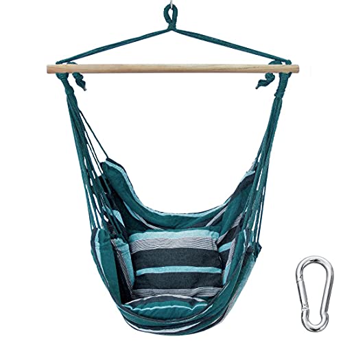 yourGEAR Lombok - Hängesessel mit 2 Kissen - Sitz-Hängematte - Farbauswahl Smaragd (Grün) oder Aqua (Blau) - max 240 kg TÜV geprüft - Hängesitz Hängeschaukel 360° Swing Chair [Smaragd] von your GEAR
