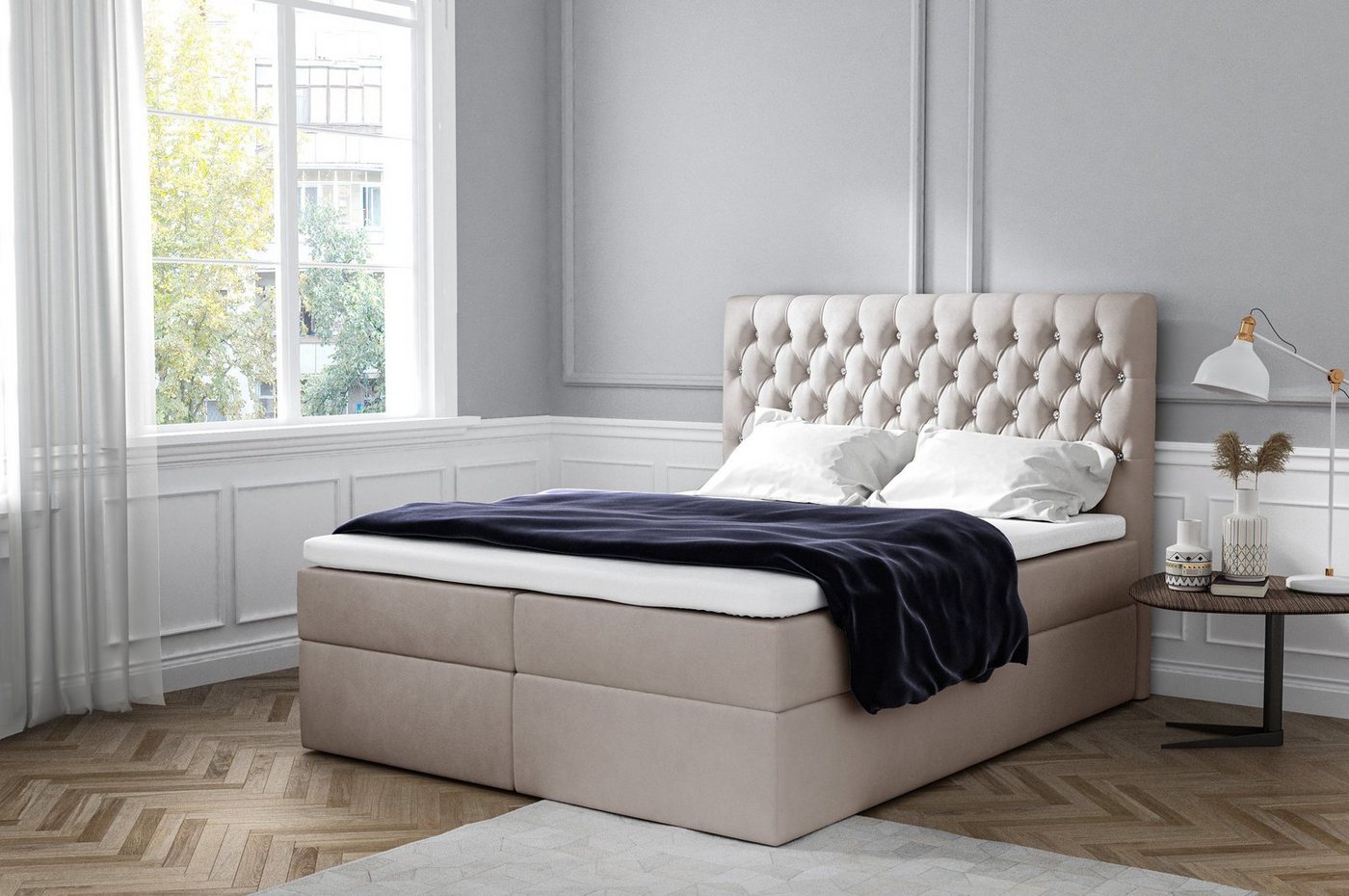 yourhouse24 Boxspringbett MONA mit 2 Bettkästen, Doppelbett mit Bonell-Matratze + Topper von yourhouse24