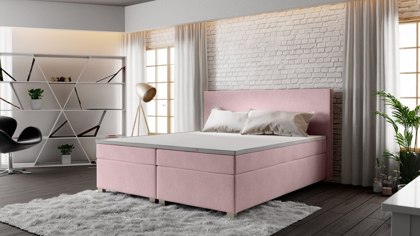 yourhouse24 Boxspringbett Simple Hotelbett, Doppelbett mit Bonell-Matratze + Topper von yourhouse24