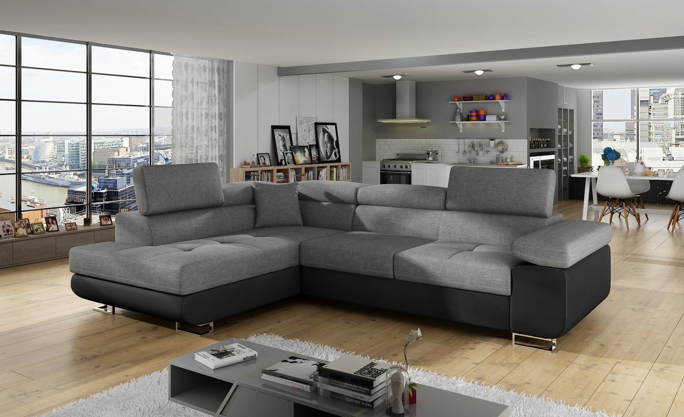 yourhouse24 Ecksofa ANTON L-form Schlafsofa Wohnlandschaft Links Rechts Couch Bettkasten von yourhouse24