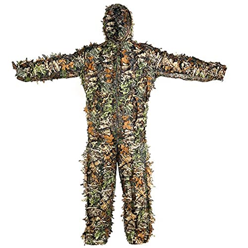 yubin Woodland Camouflage Uniform, 3D Leafy Ghillie Anzug, lebensechter atmungsaktiver Outdoor Camo Ghillie Anzug, Kapuzenkleideranzug für Wildvogelfotografie oder Halloween von yubin