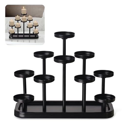 yucanucax Kerzenhalter aus Metall, schwarz, Kerzenhalter, Kerzenhalter, für Esszimmer, Tischdekoration, dekoratives Tablett, 10 Stück von yucanucax