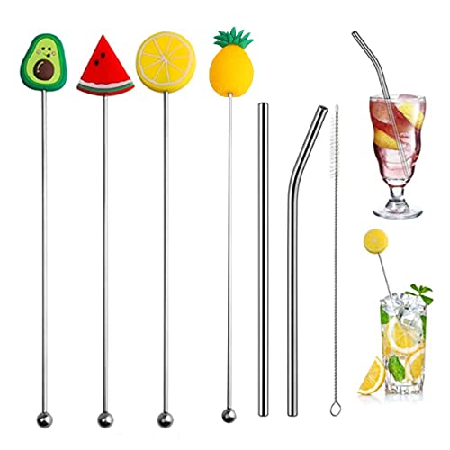 7 Stück Bunter Cocktail Stirrer,Cocktail Rührer Cocktail Stirrer Rührstäbchen Metall,Cocktailspieße Stäbchens Swizzle Stick Cocktailrührer aus Acryl Cocktail Stirrer,für Party Bar Café Restaurant von yufana