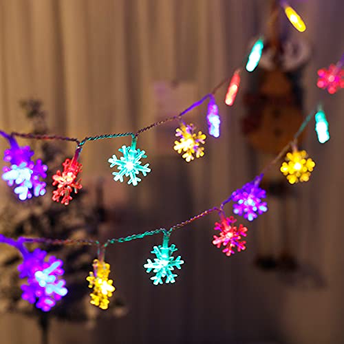Schneeflocken-Lichterkette, 6 m, 40 Stück, batteriebetrieben, Schneeflocken-Lichterkette, zwei Modi, glänzende Dekoration für Weihnachten, Hochzeit von yumcute