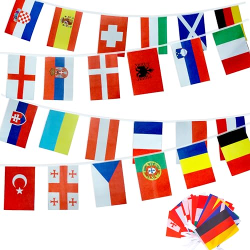 Yumcute Flaggen Der Welt, Europäische Weltmeisterschaft Flagge Wimpelkette Flaggen Perfekte Dekorationen für Fußball EM 2024 Deko Bar von yumcute