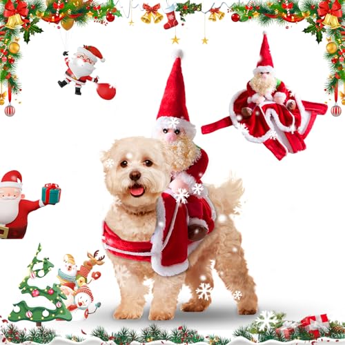 Hunde Weihnachtskostüm, Hundekostüm Weihnachten, Hundemantel für Kleine Mittel Große Hundebekleidung Weihnachtsmütze, Weihnachtsmann Rentier Kostüm für hunde, Weihnachtspullover Haustier Hoodie Mantel von yumcute