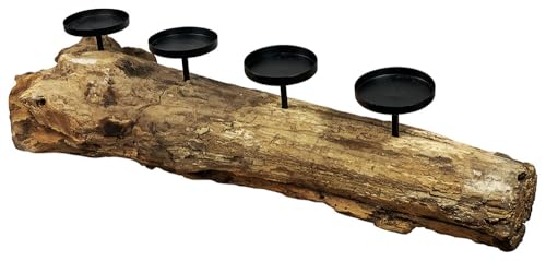 Adventskranz Holz länglich Teakholz 4 Kerzenhalter Natur Tischleuchter von zeitzone