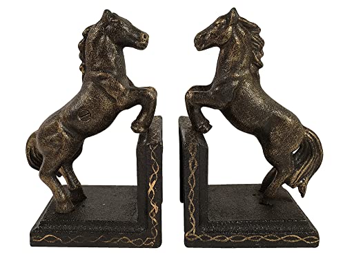 Buchstützen Pferd 2 Stück Buchständer Gusseisen Antik-Stil Paar Bronze-Optik von zeitzone