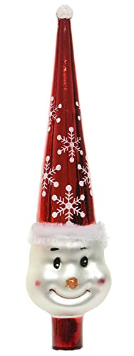 Christbaumspitze Schneemann Echt Glas Rot Weiß Weihnachtsbaumspitze 30cm von zeitzone