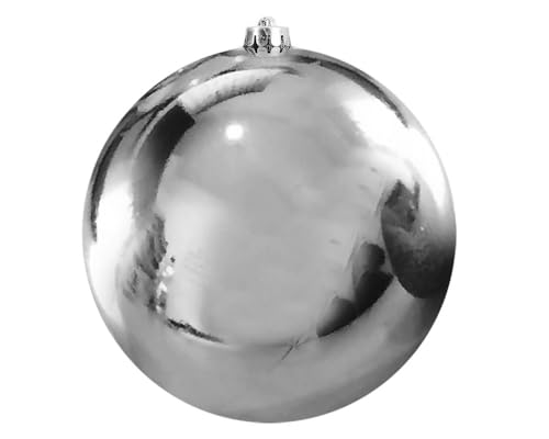 Extra große Christbaumkugel Silber Glänzend XXL Weihnachtskugel Bruchfest 25cm von zeitzone