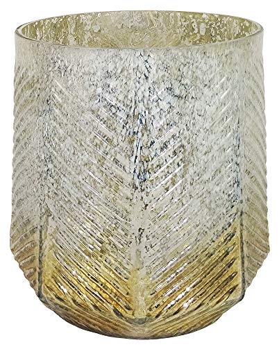 Kerzenhalter Glas Gold patiniert Kerzenleuchter Kerzenglas Antik-Stil 17cm von zeitzone