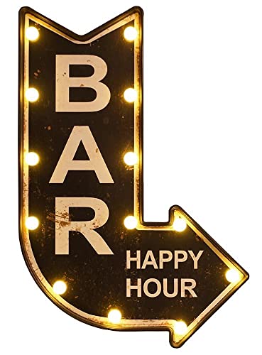 Wandleuchte BAR HAPPY HOUR mit LED Beleuchtung Wegweiser Vintage Leuchtdeko von zeitzone