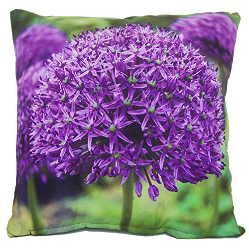 zeitzone Outdoor Kissen Allium Lila Blume Gartenkissen Wasserabweisend 50x50cm von zeitzone