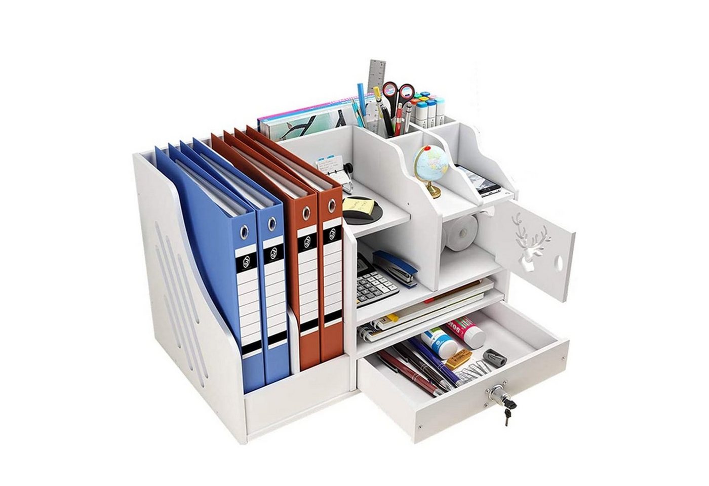 zggzerg Bücherregal Weißer Schreibtisch-Organizer, große Kapazität, Schreibtisch-Organizer von zggzerg