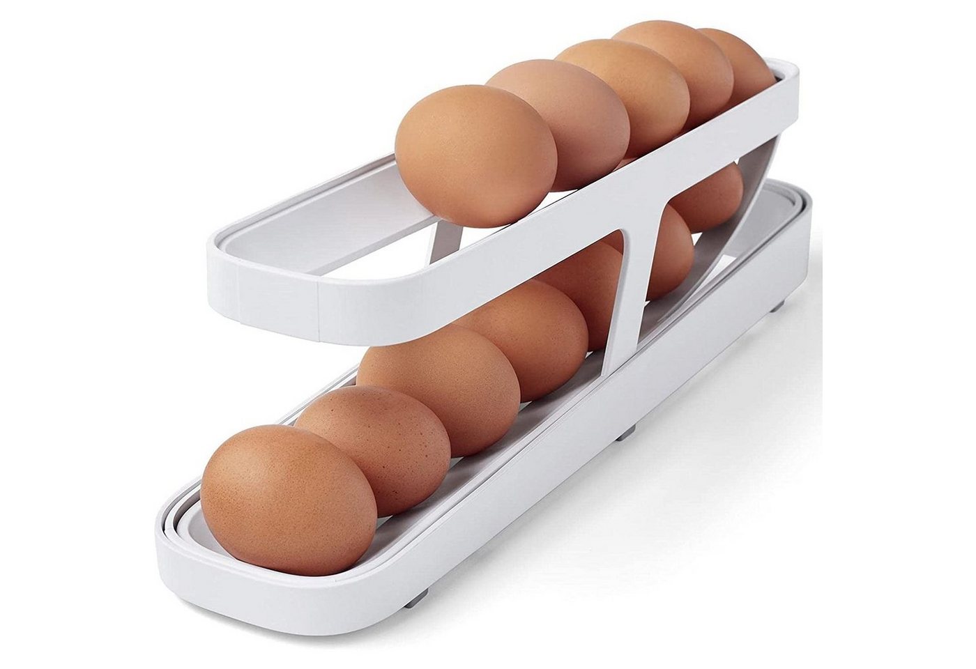 zggzerg Eierkorb Eierhalter aus Kunststoff-Acryl für Kühlschrank mit 2 Schichten von zggzerg