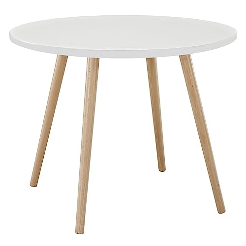 zomebar Esstisch mit massivem Holz Bein wasserdicht Nordic Style 60cm Runde Form Freizeit Couchtisch Home Furniture (Weiß) von zomebar
