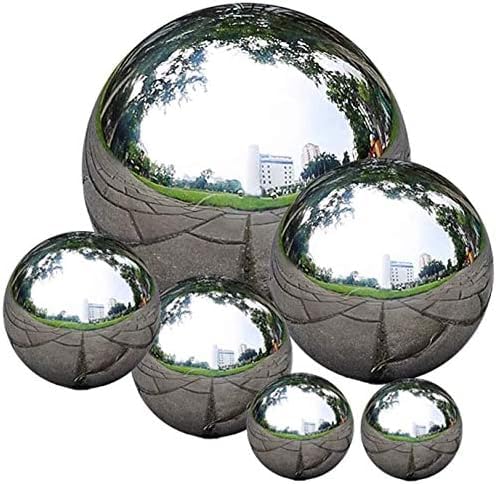 zosenda Edelstahl Gartenkugel, 6 Stück 50-150 mm Spiegelpoliert Hohlkugel Reflektierende Gazing Ball, Schwimmende Teichkugeln Nahtlose Dekokugel Spiegelkugel für Hausgarten Ornament Dekorationen von zosenda