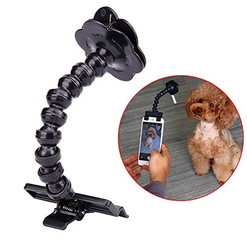 zosenda Selfie-Stick für Haustiere, Flexibler Hund Selfie Stick Stab Katze Foto Spielzeug Zubehör, Multifunktionaler Smartphone-Aufsatz Clip Treat Holder Hund Badespielzeug (Schwarz) von zosenda