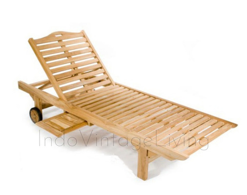 Solid Teak Garden Lounger, Sun Lounger von Indo Vintage Living