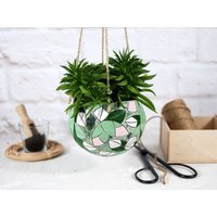 Schöne Blumenart Hängender Pflanzer | Boho Wohnkultur Handbemalt Keramik Pflanzgefäß Für Sukkulenten, Kaktus Pflanzenliebhaber Geschenk von 10FingersArt