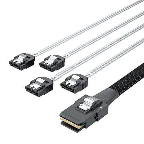 6G Internal Mini SAS 36pin SFF-8087 (Host) Male to 4X SATA (Target) 7pin Female Fan-Out Cable, 1-m (3.3ft) von 10Gtek