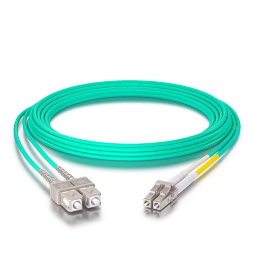 Fiber Patch Cable - LC to SC OM3 10Gb/Gigabit Multi-Mode Jumper Duplex 50/125μm LSZH Fiber Optic Cord for SFP Transceiver, Aque, 3-Meter(9.8-ft) von 10Gtek