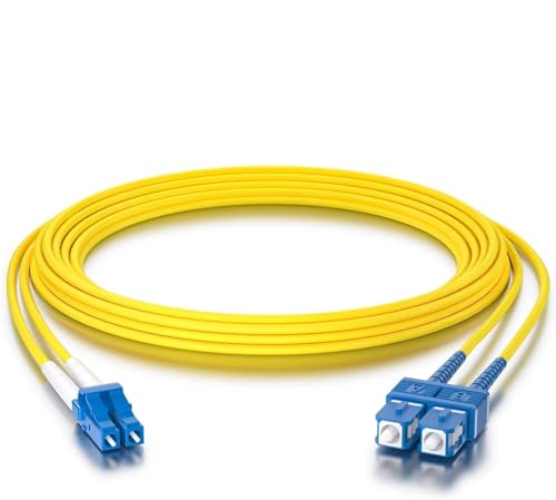 10Gtek SC zu LC OS2 Singlemode Duplex 3-Meter, LWL Glasfaser Patchkabel Fibre Optic Patch Cable 9/125μm LSZH, Yellow von 10Gtek