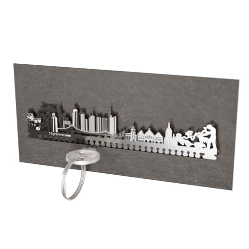 Frankfurt Skyline Schlüsselbrett - stilvolle Schlüsselaufbewahrung mit tiefem Steckschlitz und edlem Design - perfektes Wohn-Accessoire für Frankfurt Fans und einzigartiges Geschenk von 13gramm