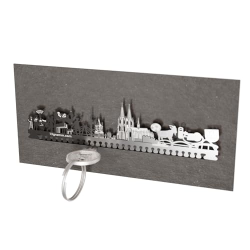 13gramm Köln Skyline Schlüsselbrett - Stilvolle Aufbewahrung für Köln-Fans - Dom, Karneval, Hohenzollernbrücke - Praktisches Wohn-Accessoire & Souvenir von 13gramm