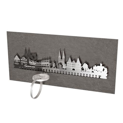 Lübeck Skyline Schlüsselbrett – Stilvolles & praktisches Wohn-Accessoire mit tiefem Steckschlitz für Lübeck Fans – Geschenk & Souvenir – Maritimes Design von 13gramm