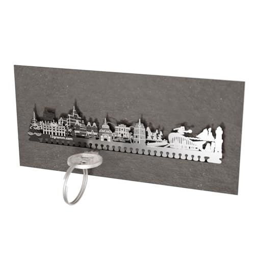 13gramm Rostock Skyline Schlüsselbrett – Stilvolle Aufbewahrung für Rostock Fans – Praktisches Wohn-Accessoire und Souvenir von 13gramm