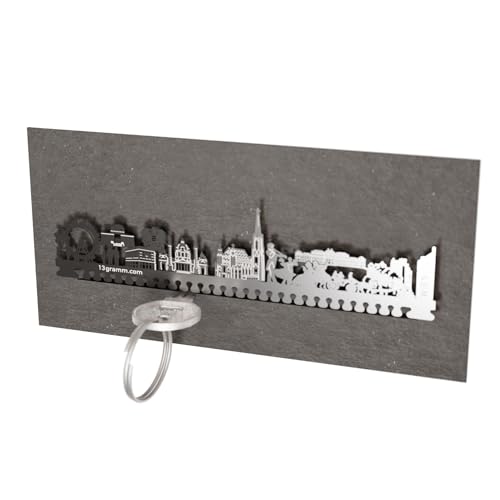 13gramm Wien Skyline Schlüsselbrett - Edelstahl, praktischer Steckschlitz, tolles Geschenk für Wien-Fans - stilvoll, elegant & funktional von 13gramm
