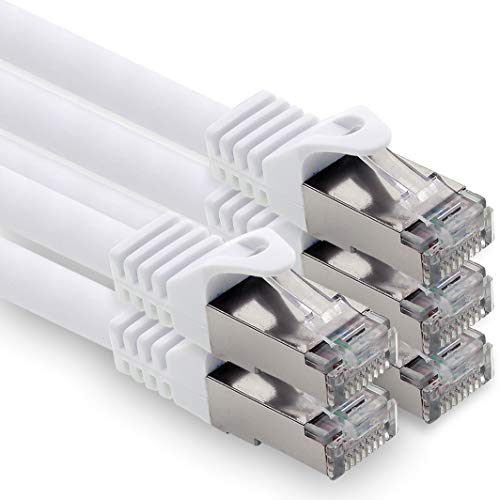 0,25m - weiss - 5 Stück CAT.7 Computer Ethernet Kabel Netzwerkkabel (Rohkabel) Patchkabel S-FTP LSZH PIMF 10GB s RJ45 Stecker Cat6a von 1CONN