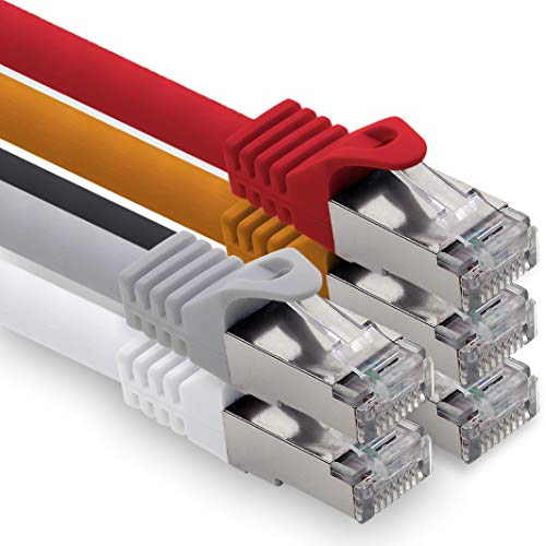 1,0m - 5 Farben 01 CAT.7 Computer Ethernet Kabel Netzwerkkabel (Rohkabel) Patchkabel S-FTP LSZH PIMF 10GB s RJ45 Stecker Cat6a von 1CONN