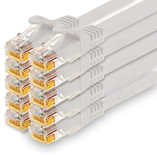 1CONN - 0,25m Netzwerkkabel, Ethernet, Lan & Patchkabel für maximale Internet Geschwindigkeit & verbindet alle Geräte mit RJ 45 Buchse weiss - 10 Stück von 1CONN