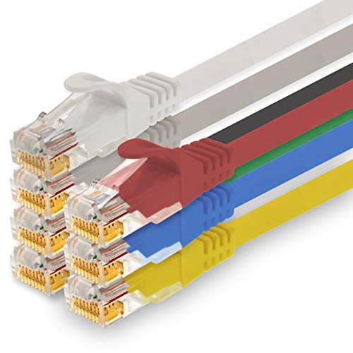 1CONN - 0,5m Netzwerkkabel, Ethernet, Lan & Patchkabel für maximale Internet Geschwindigkeit & verbindet alle Geräte mit RJ 45 Buchse 7 Farben - 7 Stück von 1CONN