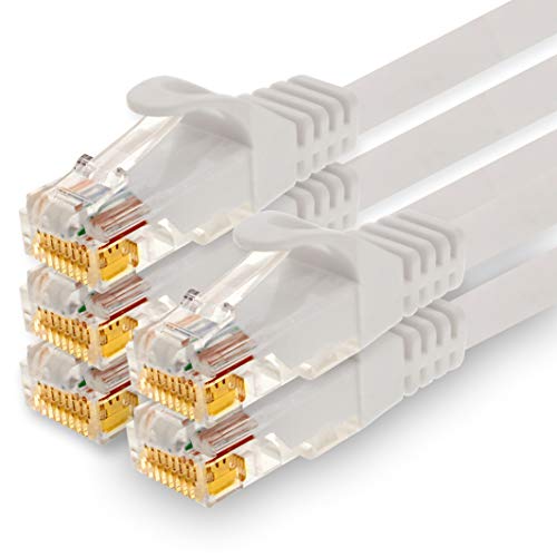 1CONN - 0,5m Netzwerkkabel, Ethernet, Lan & Patchkabel für maximale Internet Geschwindigkeit & verbindet alle Geräte mit RJ 45 Buchse weiss - 5 Stück von 1CONN