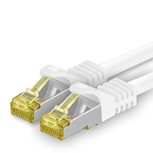 1CONN 1x10.0 M - CAT-7 Cat.7 Netzwerk-Kabel, Ethernet, Lan & Patch Kabel RJ-45 SFTP 10GB/s - weiß von 1CONN