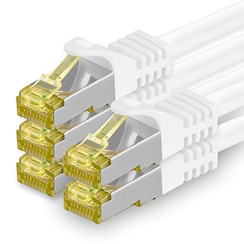 1CONN 5x 0.25 M - CAT-7 Cat.7 Netzwerk-Kabel, Ethernet, Lan & Patch Kabel RJ-45 SFTP 10GB/s - weiß von 1CONN