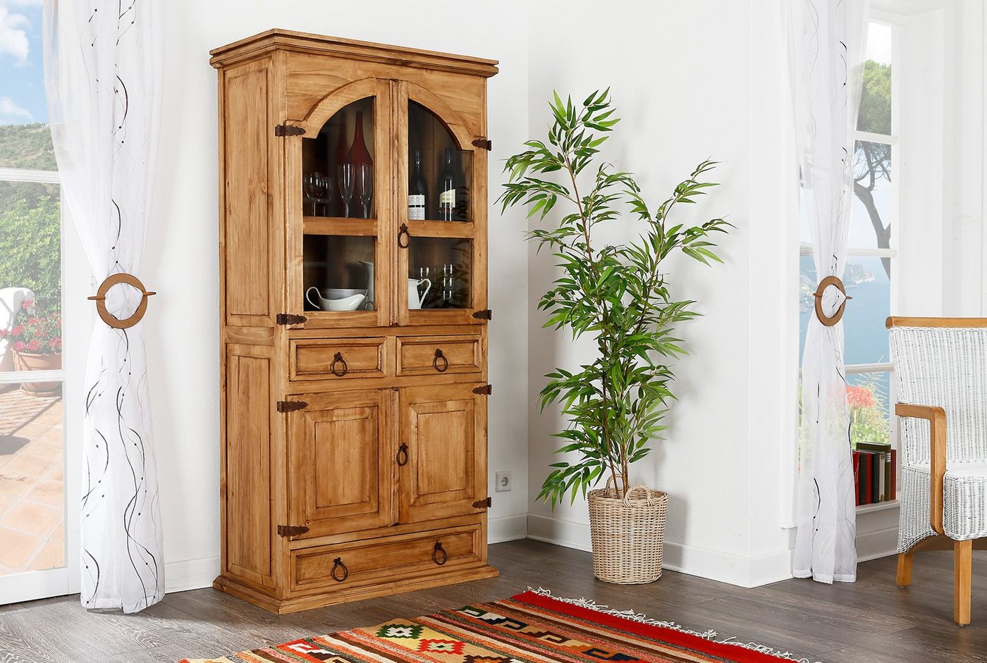 1a Direktimport Vitrine Mexico Möbel Vitrinenschrank - Pinie Massivholz - Landhausstil 1a Direktimport Vitrine Mexico Möbel Vitrinenschrank - Pinie Massivholz - Landhausstil von 1a Direktimport