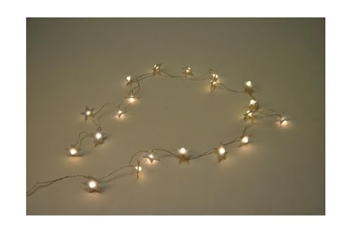 BURI Lichterkette 20 LEDs Weihnachtsdeko Stern Blüte Hochzeit Leuchtdeko Batterie, Variante:Stern/Stoff von BURI