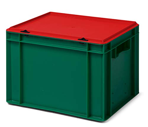 1a-TopStore Aufbewahrungsbox Weihnachts-Edition grün mit rotem Deckel, 40x30x27,7 cm, aus hochwertigem Kunststoff von 1a-TopStore