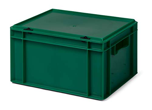 Design Aufbewahrungsbox mit Deckel | Stapelbox stapelbar | 5 Farben | 8 Größen (40x30x22 cm, grün) von 1a-TopStore