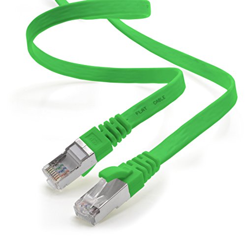 1aTTack.de 0.5m - grün - 1 Stück CAT.7 Gigabit Ethernet LAN Flachband Flachbandkabel (RJ45) Netzwerkkabel Rohkabel (10Gbit/s) Verlegekabel Flach Slim kompatibel zu Cat.5 - Cat.5e - Cat.6 von 1aTTack.de