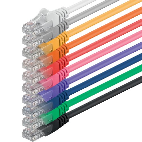 0,5m - 10-Farben - (PACK) - CAT.6 CAT6 Ethernet-Lan-Netzwerk-Kabel 1000Mbit/s Patchkabel von 1aTTack.de